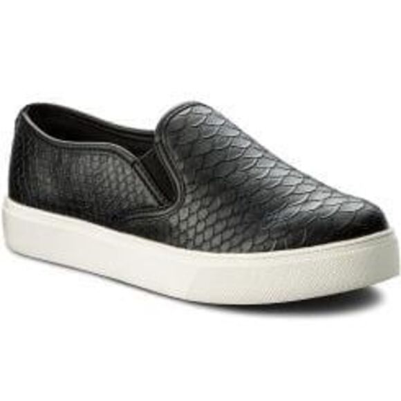 NEW Aldo Jille Women's Slip on Sneakers Black Python Leather Uppers 10 Croc - Picture 2 of 6
